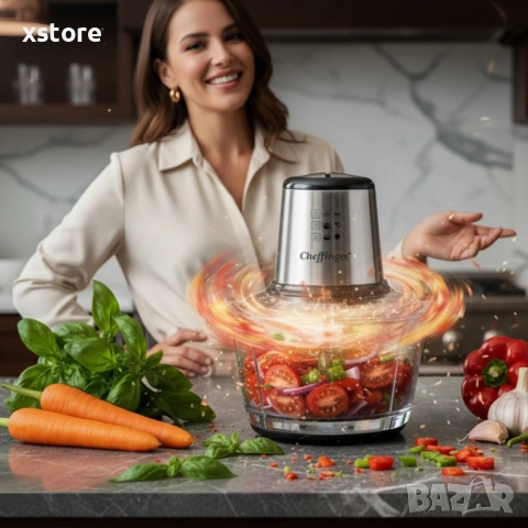 Висококачествен чопър Cheffinger CF-FP500 – за секунди нарязва, смесва и пести време в кухнята, снимка 2 - Чопъри и пасатори - 52697585