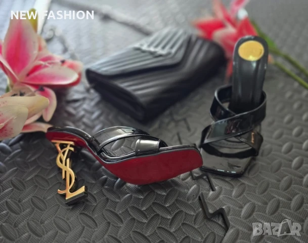 Дамски Чехли ⚡ YVES SAINT LAURENT , снимка 3 - Чехли - 50621438