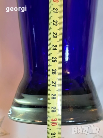 стъклена ваза син кобалт 32/6, снимка 5 - Вази - 53254609