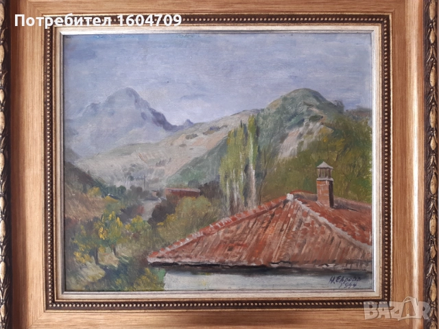 Стара картина 1944г Николай Евров, снимка 12 - Картини - 52068336