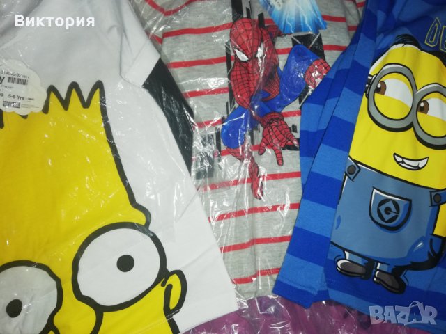 Нови блузки с дълъг ръкав миньони спайдърмен 5-6г.