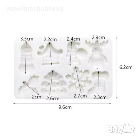 Коледна къщичка елен елха снежен човек Силиконов молд форма за фондан за декорация на торта гипс, снимка 3 - Форми - 48227214