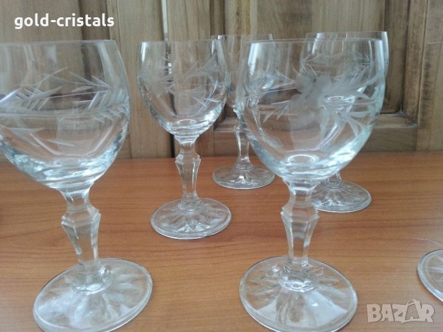 Ретро кристални чаши   гравирани, снимка 4 - Антикварни и старинни предмети - 33682468
