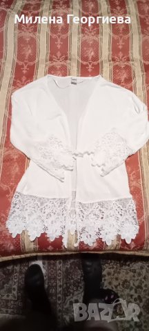 Удължена жилетка, бяла, р-р М