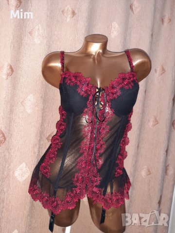 80 D Черен, прозрачен, еластичен корсет с жартиери , снимка 9 - Корсети, бюстиета, топове - 38801902