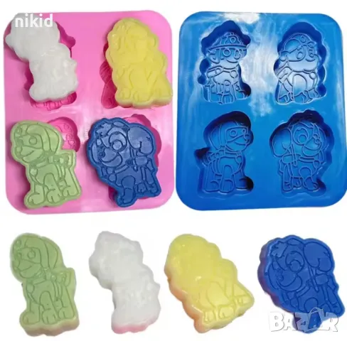 4 Пес Патрул кучета Paw pes patrul дълбок силиконов молд форма фондан гипс шоколад декор сапун, снимка 3 - Форми - 46388337