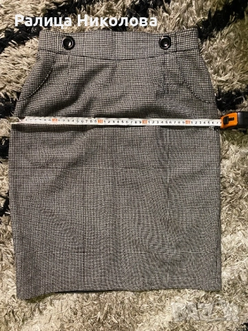 Дамска офис пола с висока талия пепит Л , снимка 7 - Поли - 52812658