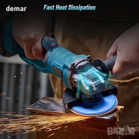 Акумулаторен ъглошлайф Avhrit, 115 мм с дръжка 180°, 2 батерии 4,0 Ah, снимка 5 - Други инструменти - 49064190