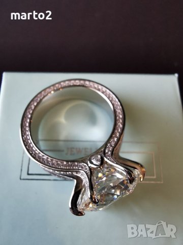 Сребърен 925 Пръстен с Камък - Кубичен Циркон 10 Карата:, снимка 4 - Пръстени - 38276873