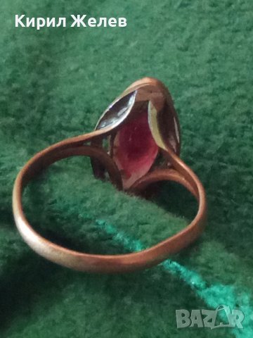 СТАРИНЕН МЕДЕН ПРЪСТЕН със СКЪПОЦЕНЕН КАМЪК ЮВЕЛИРНО РЪЧНО ФАСЕТИРАН ГОЛЯМ НАТУРАЛЕН ГРАНАТ 26726 , снимка 4 - Антикварни и старинни предмети - 36771188