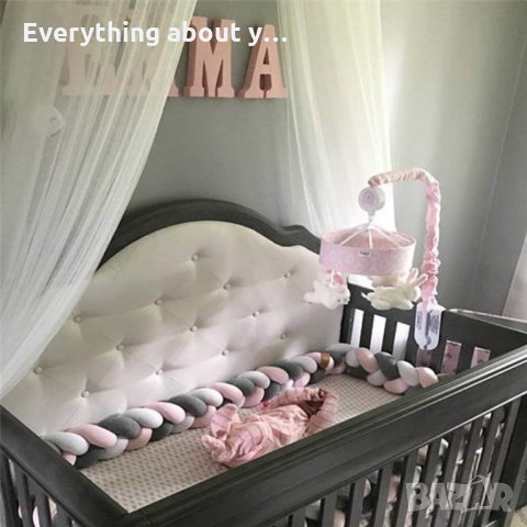 Плетен обиколник за бебешка кошара-количка, снимка 5 - Спално бельо и завивки - 32275877