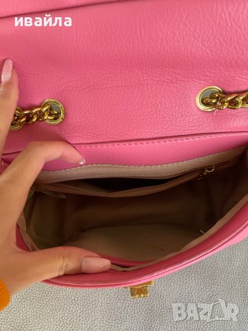 Розова дамска чанта със златен синджир , снимка 4 - Чанти - 42933611