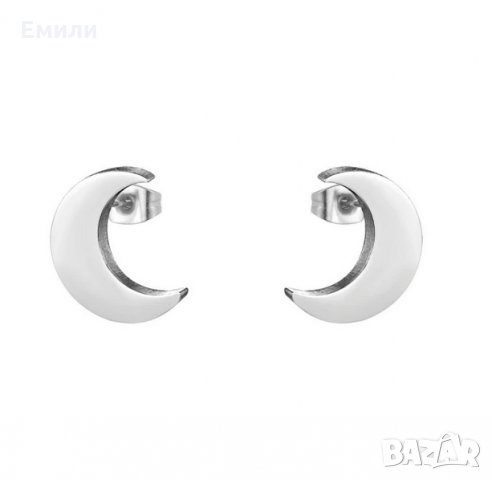 Обеци луна от стомана , снимка 1