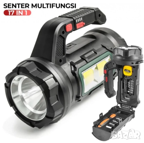 Фенер - прожектор с инструменти. Надежден партньор във всяка ситуация