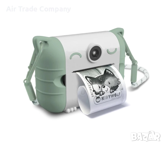 Фотоапарат за моментни снимки Kidywolf, 20 Mpx, зелен