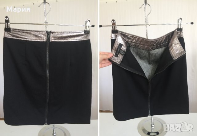 Нова Дамска Пола Amisu Размер С Сребърна Амису Изкуствена Кожа Змийски Принт Змия Висока Талия, снимка 15 - Поли - 28779514