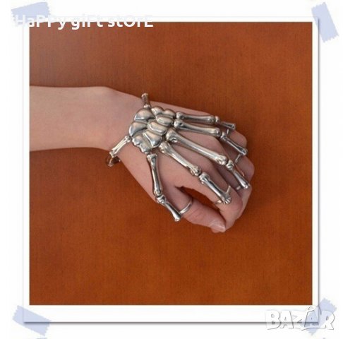 Гривна с пръстени за цялата ръка - модел "Рака на скелет" - стил, който подхожда на всеки пол, снимка 5 - Гривни - 39374151