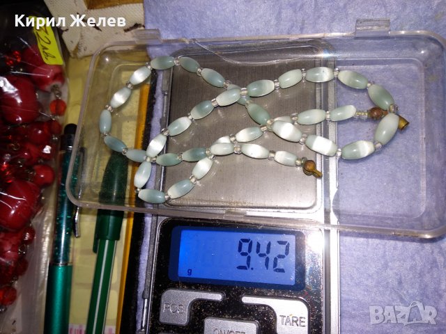 СТАРО НЕЖНО КРАСИВО КОЛИЕ от ЮВЕЛИРНО ШЛИФОВАНИ ПОЛИРАНИ КАМЪЧЕТА КОТЕШКО ОКО и МЪНИСТА 34665, снимка 2 - Антикварни и старинни предмети - 39144216