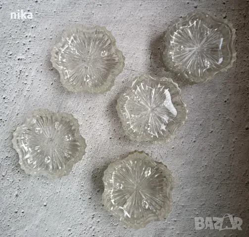 Комплект от 12 стъклени купички, масивно дебело пресовано стъкло