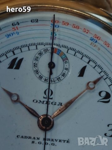 Джобен часовник Омега хронограф Златна 18к.Omega watch chrono-tachymetre Rare 18 carat yellow gold, снимка 15 - Мъжки - 43791330