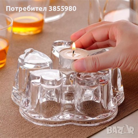 Стилен свещник от огнеопорно стъкло с форми сърца, снимка 1 - Декорация за дома - 44025180