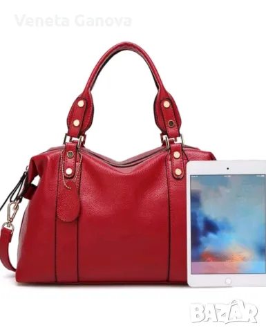 Стилна дамска чанта в червено, снимка 4 - Чанти - 47468741