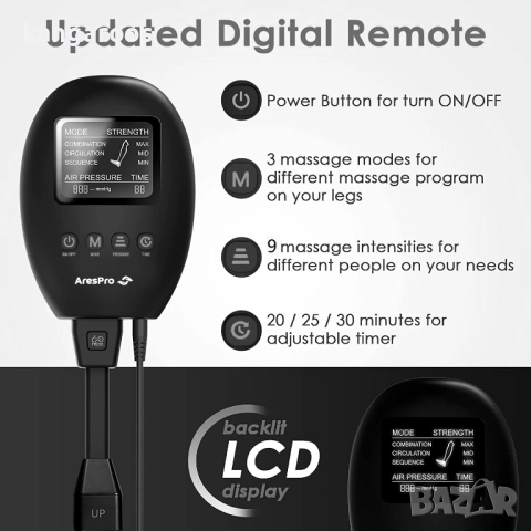 AresPro премиум масажор за крака, възстановяване на стъпалата и прасците, професионално устройство з, снимка 7 - Масажори - 51570347