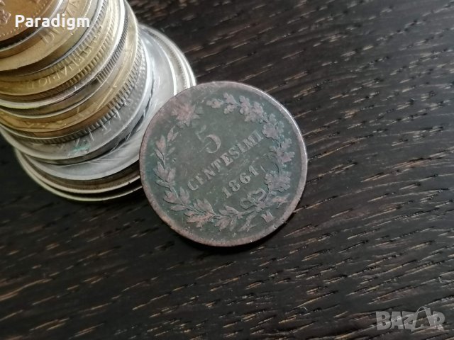 Монета - Италия - 5 чентесими | 1861г.