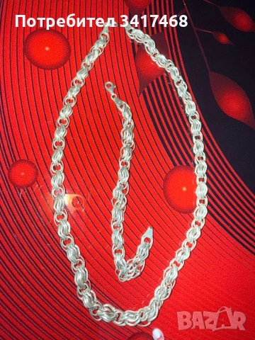 Сребърен ланец и гривна , снимка 3 - Бижутерийни комплекти - 53140730
