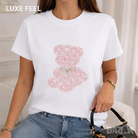 ✨Памучни Тениски с Мече , снимка 4 - Тениски - 53590560