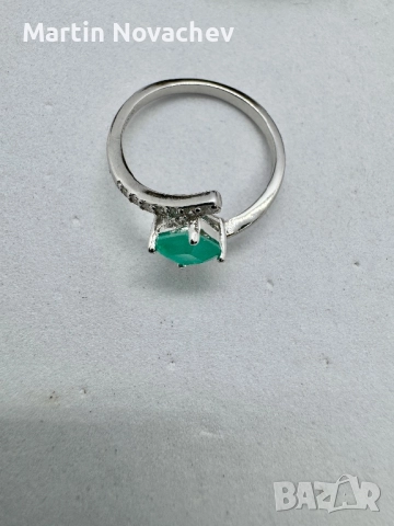 Сребърен пръстен с парайба турмалин, снимка 5 - Пръстени - 52883569