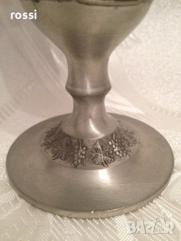 Немска старинна калаена чаша на столче "Lindenwirthin" лична колекция, снимка 7 - Антикварни и старинни предмети - 43036625