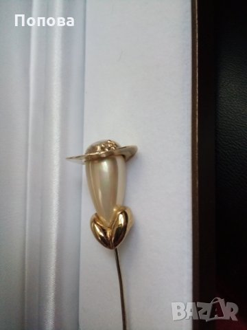 Винтидж уникална сребърна масивна  брошка с перла, снимка 6 - Колиета, медальони, синджири - 28557447