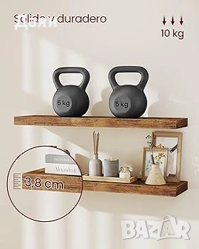 Комплект от 2 стенни рафта VASAGLE 80x20x3,8см, Rustic Brown, снимка 2 - Етажерки - 53439843