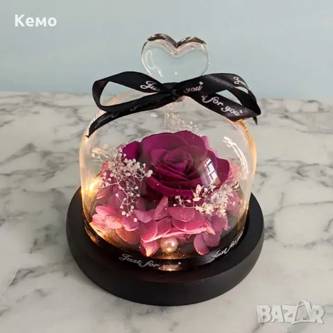 Истинска вечна роза в стъкленица – балсамирана и запазена за години, снимка 14 - Подаръци за жени - 49024633