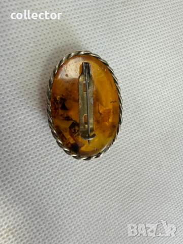 Стара кехлибарена брошка. №7740, снимка 5 - Колиета, медальони, синджири - 52811084