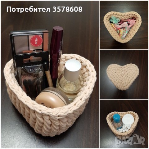Панер сърце с плетена основа, снимка 1 - Декорация за дома - 39313478