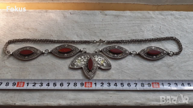 Уникален възрожденски сребърен накит гердан колие огърлица, снимка 5 - Антикварни и старинни предмети - 51358029