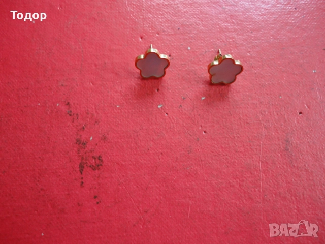 Позлатени обеци обици със седеф, снимка 2 - Обеци - 52678323