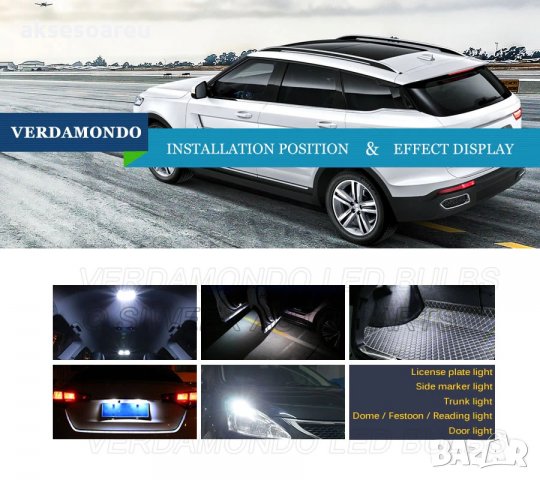 Габаритни диодни крушки габарити Ba9s с 5 Smd Led ксеноново бели диода за кола автомобил джип супер , снимка 4 - Аксесоари и консумативи - 35429449