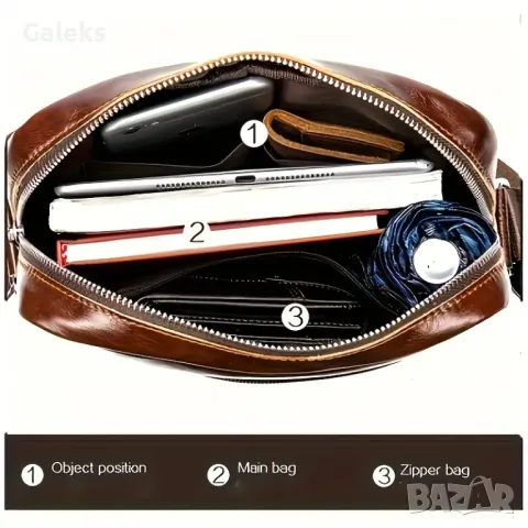 Изискана мъжка бутикова чанта за през рамо /Черна и кафява естествена кожа!, снимка 10 - Чанти - 50024605