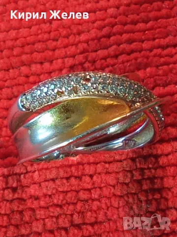 ЕЛЕГАНТЕН АРТ ПОЗЛАТЕН СКЪПОЦЕНЕН СРЕБЪРЕН ПРЪСТЕН СРЕБРО 925 с БЯЛА и ЖЪЛТА ПОЗЛАТА и ЦИРКОНИ 30558, снимка 15 - Пръстени - 49886811