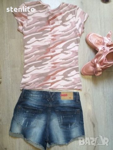 Дамска блуза розов камуфлаж, снимка 5 - Тениски - 26435736