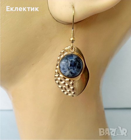 Обеци от инокс и месинг с 18-каратово златно покритие и полускъпоценни камъни, снимка 17 - Обеци - 39008577