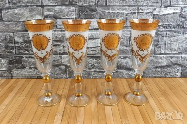 4 чаши Bohemia с образа на Медуза Горгона, снимка 1