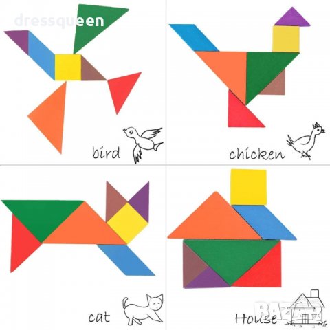 3574 Танграм пъзел от 7 части, снимка 7 - Други - 37773182