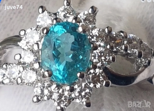 СРЕБЪРЕН ПРЪСТЕН С АПАТИТ (МАДАГАСКАР), снимка 2 - Пръстени - 53134655