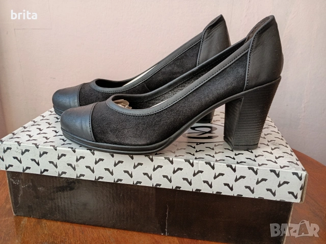 Нови! №37 Обувки Ест Велур и Кожа Ток , снимка 4 - Дамски обувки на ток - 53043160