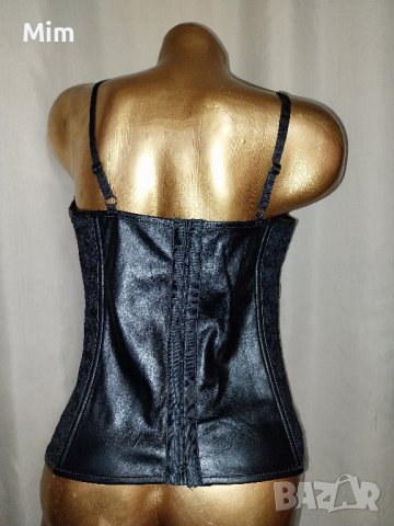 XL С/D Черен корсет от кожа и дантела , снимка 3 - Бельо - 43169109