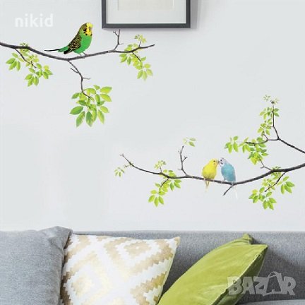 Папагалчета канарчета стикер лепенка за стена таван мебел самозалепващ
